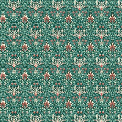 Snakehead Green Polycotton William morris