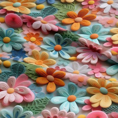 3D Daisies Cotton