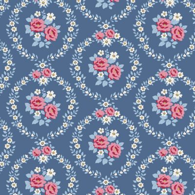 Tilda Village Life Marble Blue Cotton