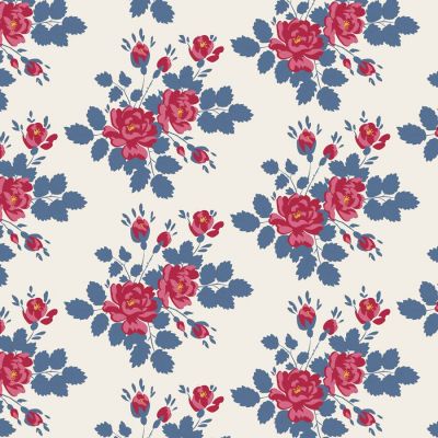 Tilda Village Life Myrtle Blue Cotton