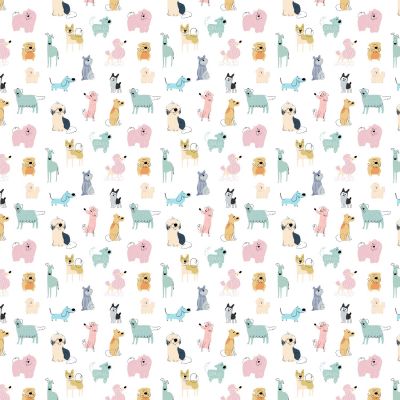 Scribble Dogs Polycotton