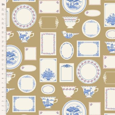 Tilda Something Blue Fabric  Labels & Ornaments Ochre