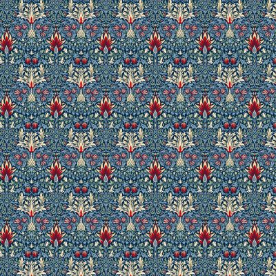 Snakehead Blue Polycotton William morris