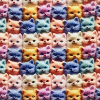 3d Cats digitally printed polycotton
