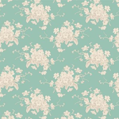 Tilda Sunday Brunch White Flower Teal