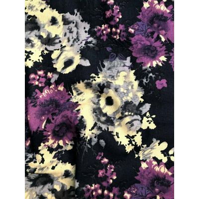Linen Rayon Purple Floral