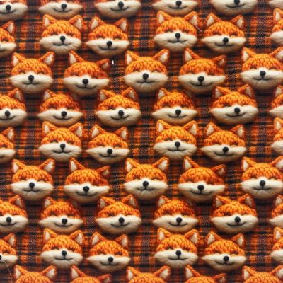 3d Foxes digitally printed polycotton
