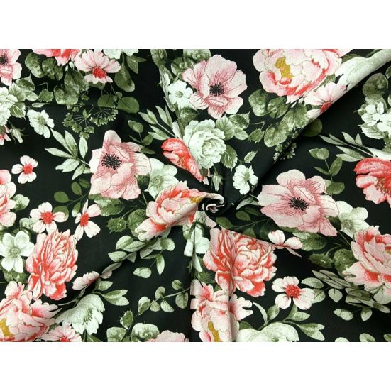 Cotton Sateen Black floral