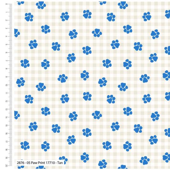 Pets paw Print Tan Cotton