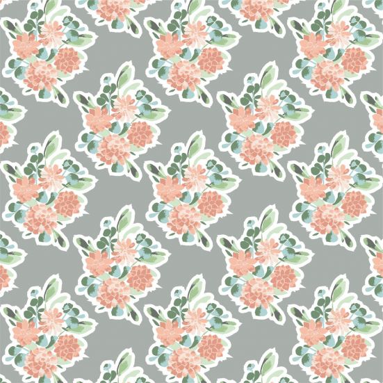Thrive Grey with Peach Flower Cotton