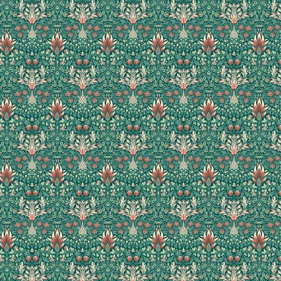 Snakehead Green Polycotton William morris