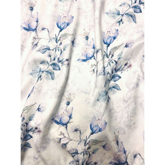 Polyester Spandex Digital Print Rose Blue