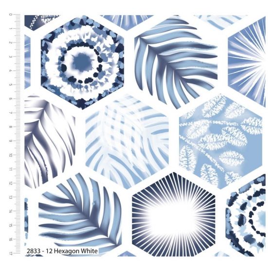 Indigo Elements Hexagon White Cotton