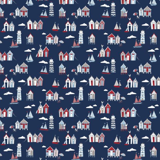 Happy Days Navy Polycotton