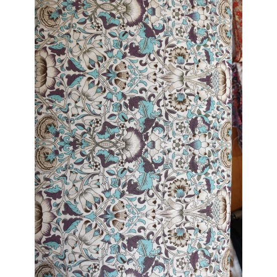 White & Pale Blue Flower Cotton