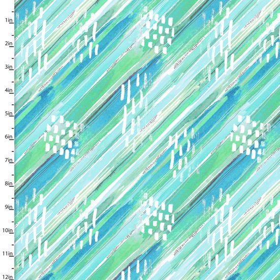 Good Vibes Diagonal Stripe Turquoises Cotton