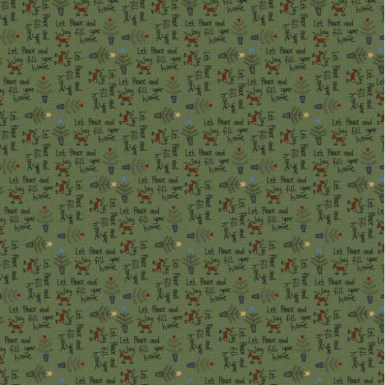 Lynette Anderson Peace & Joy Little Trees Pine Cotton