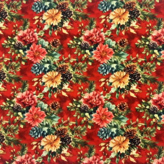 Crimson winter digitally printed polycotton