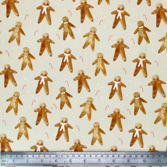 Gingerbread Man, Natural Cotton Panama