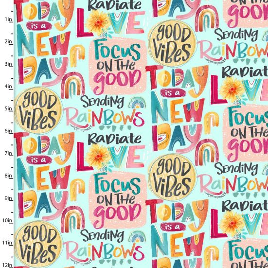 Good Vibes Words Multi Colour Cotton