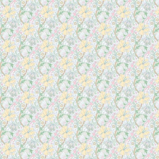 Golden Lily Pastel Green Polycotton William morris