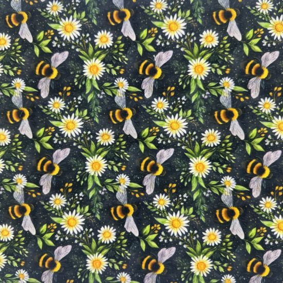 Bizzy Bees digitally printed polycotton