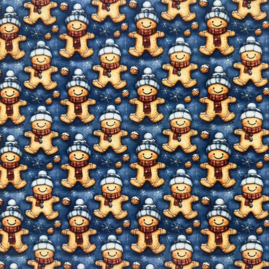 Gingerbread Joy digitally printed polycotton