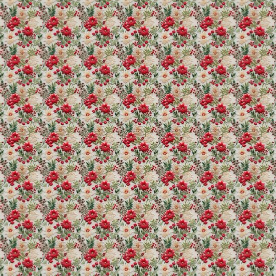3D Christmas Flowers polycotton