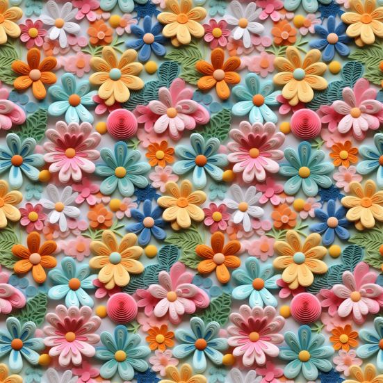 3D Daisies Cotton