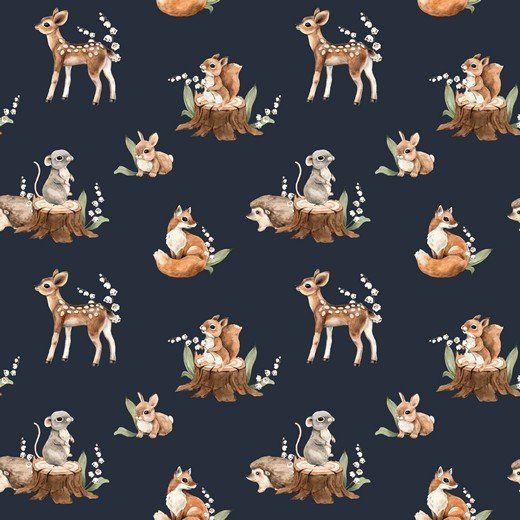 Jersey Forest Animals Navy