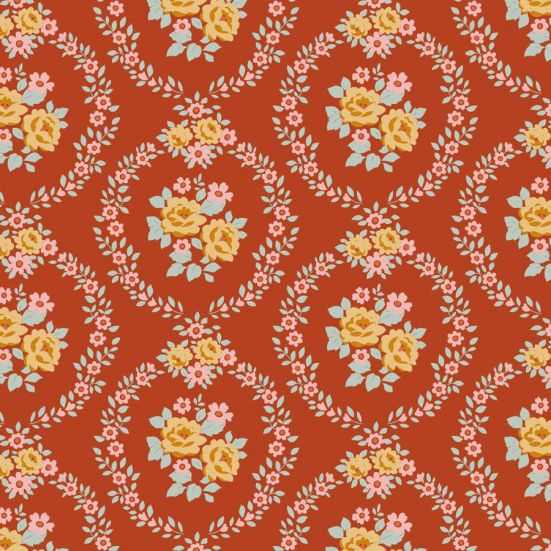 Tilda Village Life Marble Rust Cotton
