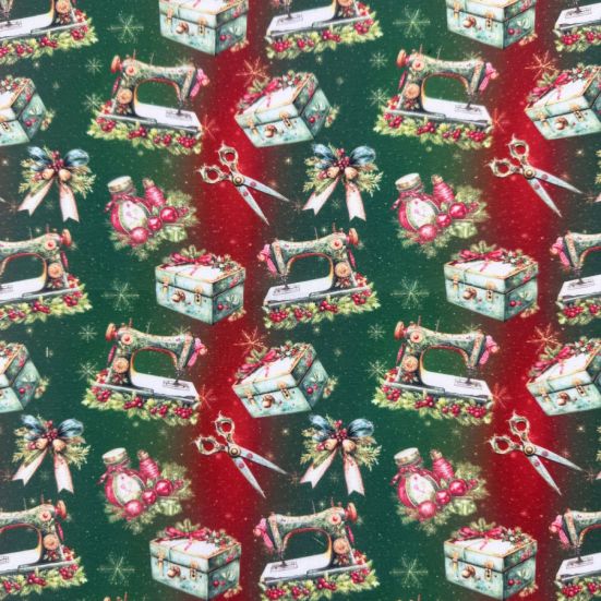 Santa's sewing workshop digitally printed polycotton