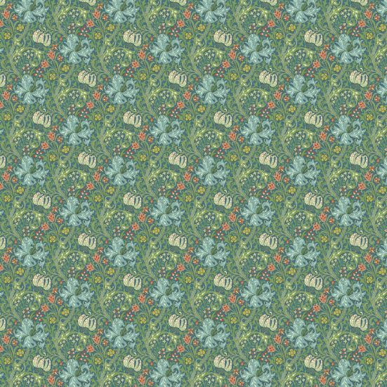 Golden Lily Green Ploycotton William morris