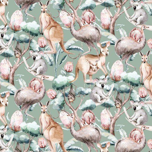 Jersey Forest Animals Sage