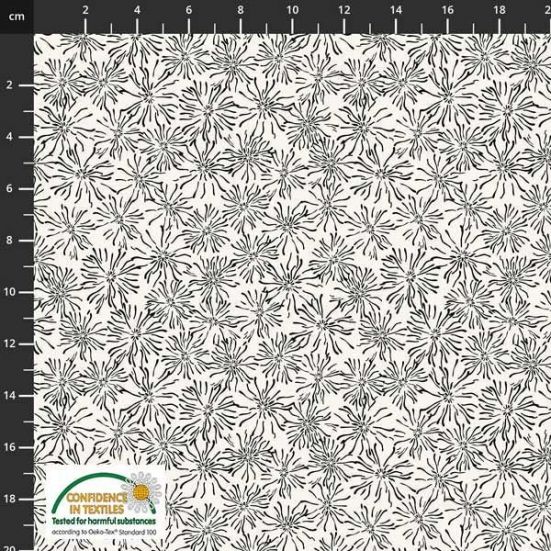 Flower Sketches White Cotton