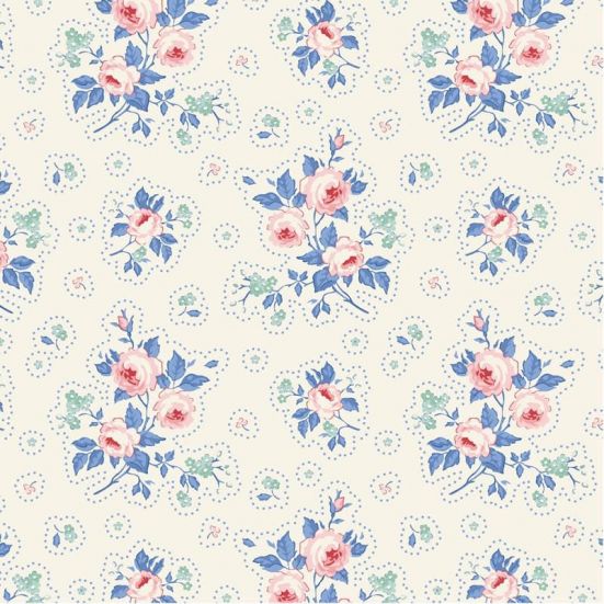 Tilda Something Blue Fabric First Kiss Cream