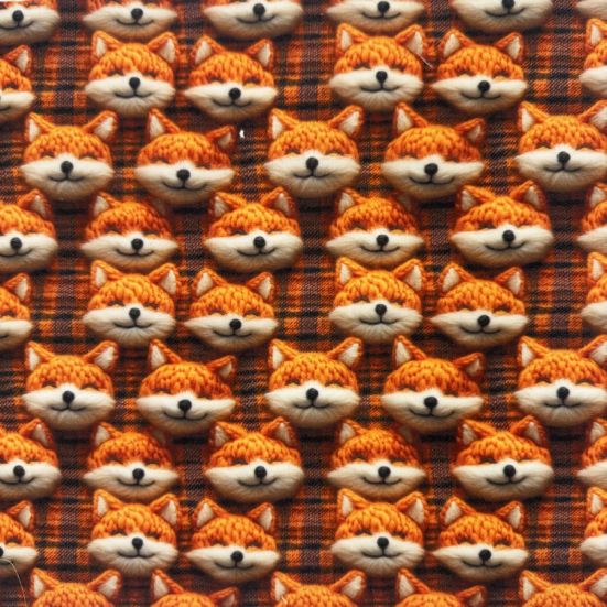 3d Foxes digitally printed polycotton