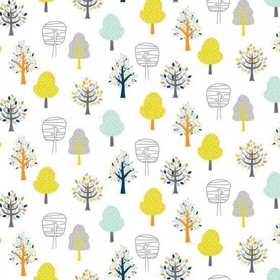 Woodland Friends White Cotton
