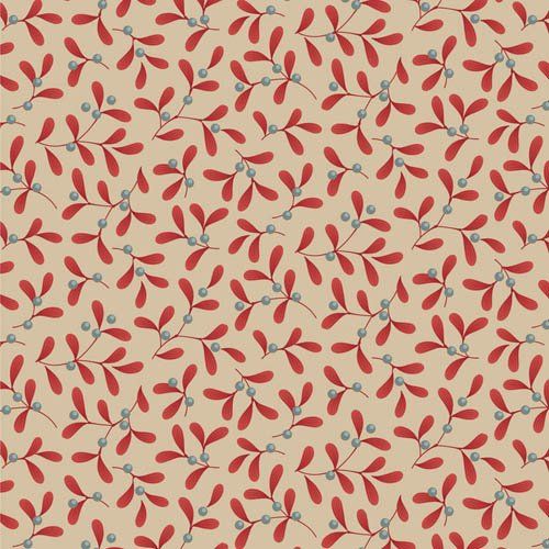 Tilda Merry Little Christmas Mistletoe Red Cotton