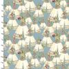 Forest Friends Pink Tents Blue Cotton